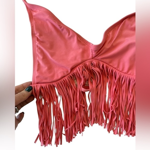 l*Space Audrey Fringe Halter Bikini Top in Watermelon - Picture 7 of 14